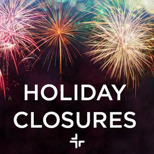 Holiday closures with fireworks